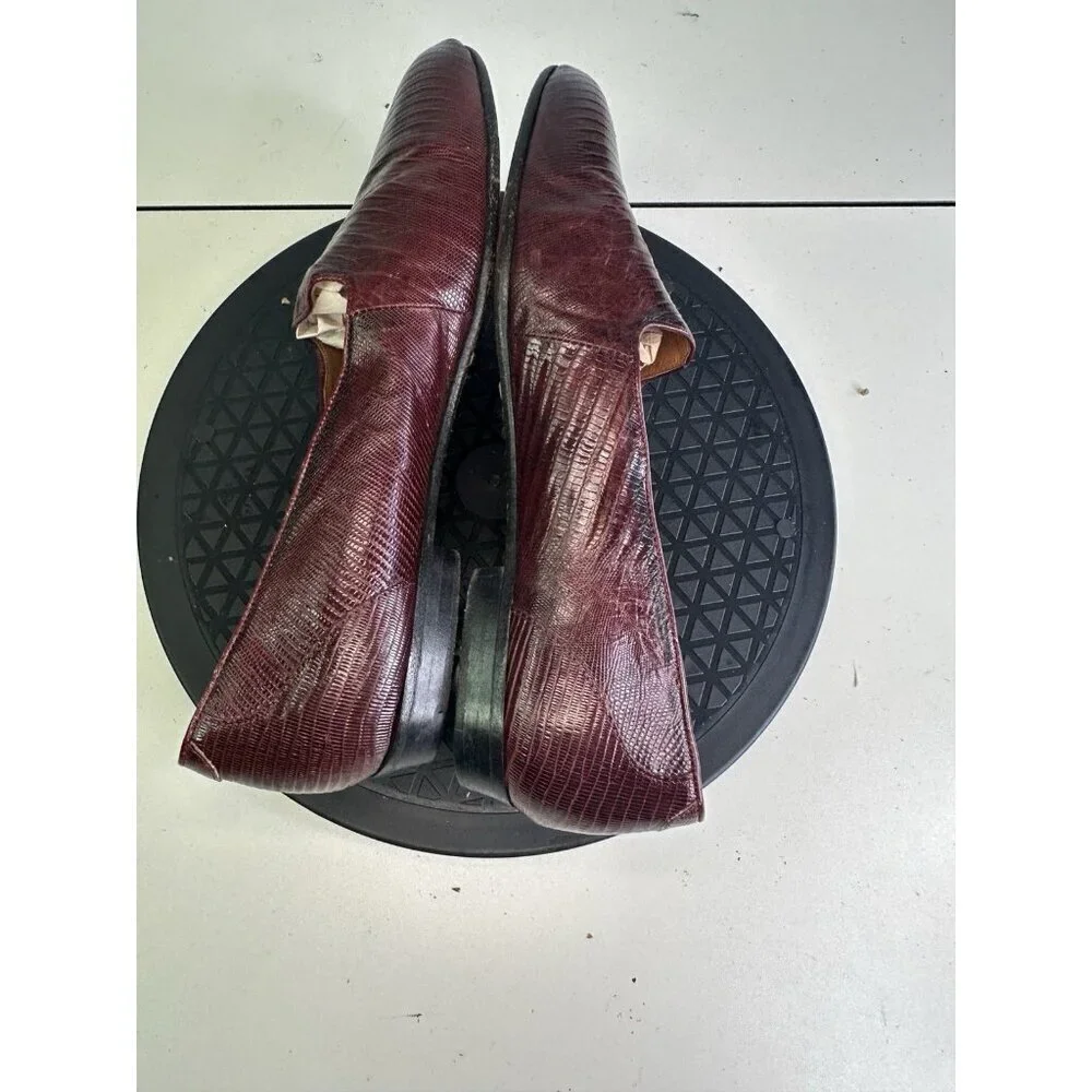 Fratelli Rossetti Men's Burgundy Lizard Skin Tassel Loafer Size 9 Slip On